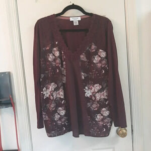 Maxim liberty maroon floral top